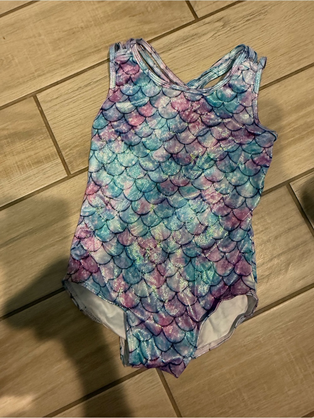 Girls' Shimmer Mermaid Scale Tank One-Piece - Purple & Blue Size Small